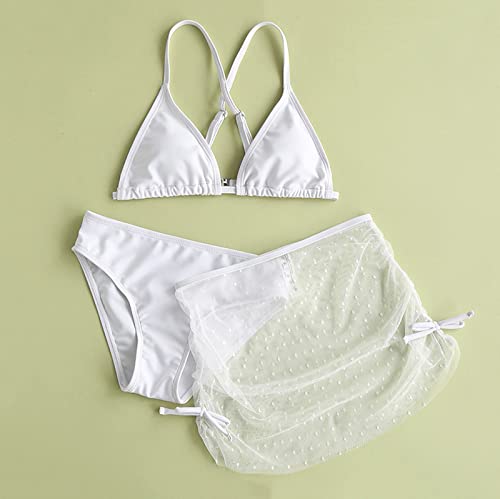 Toddler Girl's 3 Swimsuits Soild Bikini Bathing Suit Briefs Girls Bikini Beach Swimwear Girls (White, 14-16 Years)4