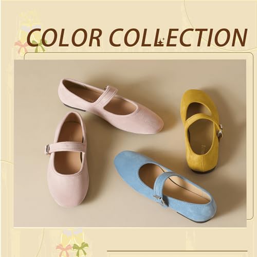 Women's Suede Mary Jane Flats with Buckle Comfort Round Toe Soft Sole Non-Slip Ballet Pumps for Leisure, Walking, Shopping3
