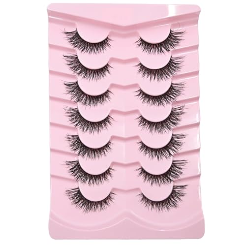 Onlyall Natural False Lashes Wispy Fake Eyelashes 7 Pairs M94