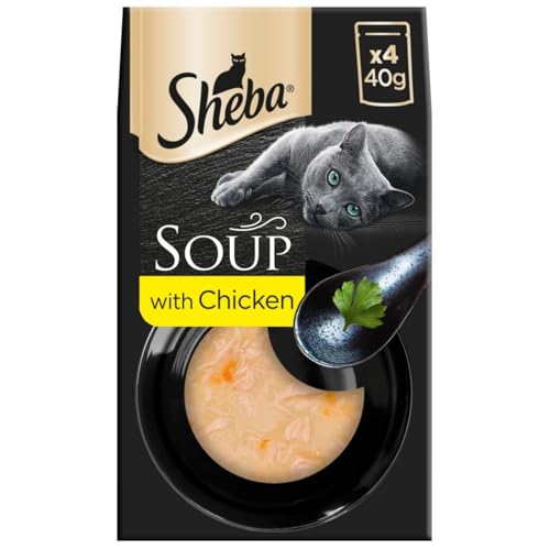 Sheba Classics Cat Food Wet - SOUP Cat Pouches with Chicken Fillets 4 x 40 g
