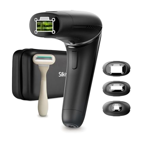 Silk'n Hair Removal Device for Women & Men I Silk'n 7 I Face and Body IPL Hair Removal with Rotatable Head | With Storage Case, 3 Smart Heads and Razor | Color Black Cover