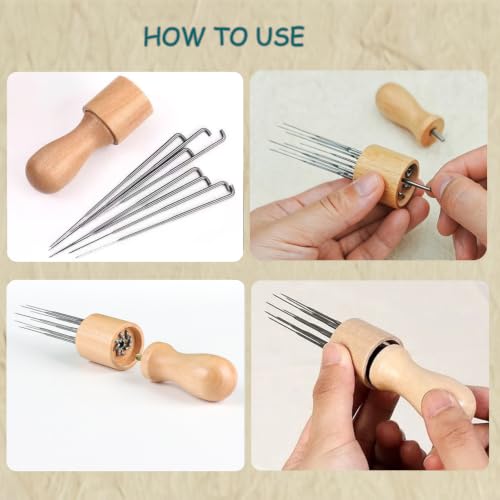 Nadelfilz Set, mit 36 Filznadeln Filznadeln Zum Trockenfilzen in 3 Größen, Starter Filznadeln Set zum Trockenfilzen, Filznadelgriff aus Holz, Wollfilzen, Basteln, ideal für Anfänger oder Profis – Bild 5