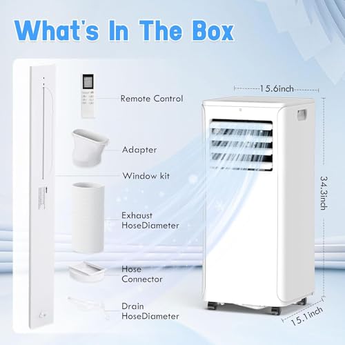 Image of 12,000 BTU Portable Air Conditioner With Heat, Wifi 3-in-1 AC Unit with Dehumidifier & Fan, Quiet Operation for Bedroom, Cools up to 550 sq.ft, 24-Hour Timer, Remote & Window Installation Kit
