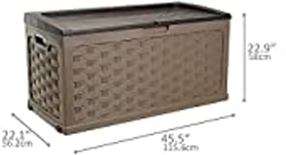 Starplast Sit-On Rattan Style Storage Box: 88 Gallon Outdoor Plastic Bin, Weather & Water Resistant, 45.7 x 22.8 x 22 Inches, 2 Color Options 56-811 : Everything Else