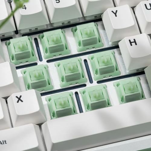 Image of OOCTPK Chilkey Jade Green Keyboard Switches, 5 Pin PCB Mount Pre-lubed Switches Linear with POM Housing, UPE /Stainless Steel Stem for Mechanical Gaming Keyboard (35pcs)