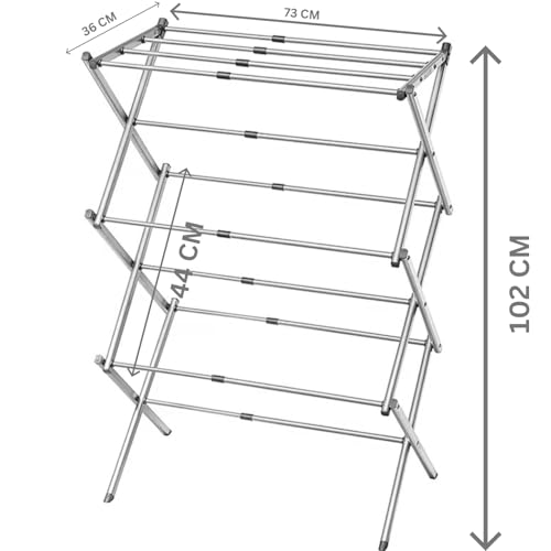 Easy Shopping® 3 Tier Clothes Airer, Extendable Drying Rack & Clothes Horse, Laundry Drying Rack, Adjustable and foldable Towel Rack Air Drying Clothing - Image 2
