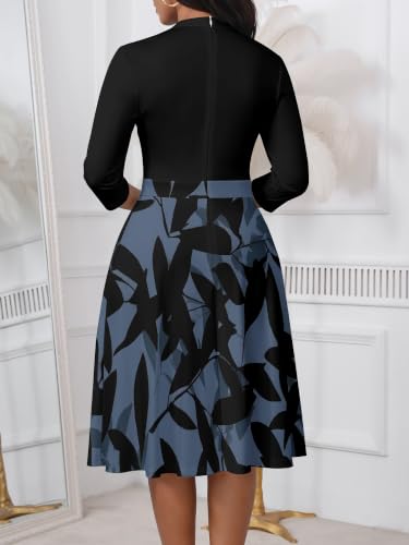 Image of PinkPatty Women's Casual A-line Midi Dresses 3 /4 Sleeve V Neck Fit and Flare Dress with Pockets
