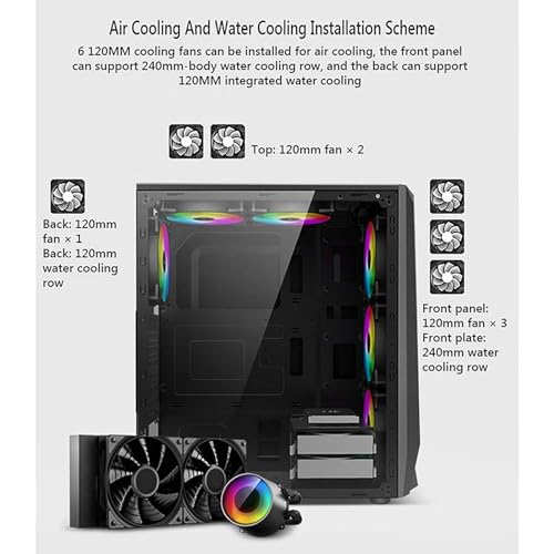 Gabinete de computadora XLTFUC Mid Tower M-ATX, MINI-ITX, panel lateral de vidrio templado, panel frontal de rejilla blanco miniatura 4