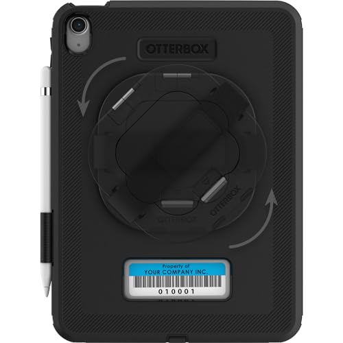 Image of OtterBox DEFENDER FOR BUSINESS W / KICKSTAND /HANDSTRAP for iPad (A16) & iPad 10th Gen V2 - BLACK, rugged & durable, port protection, includes shield-stand (Non-Retail Packaging)