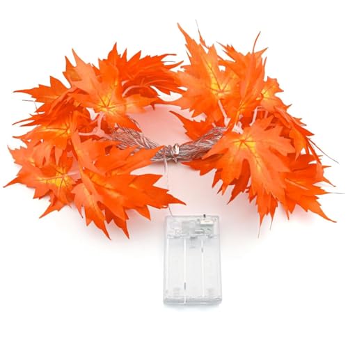 WUSJCOF 20 luci LED Foglie di Acero, Halloween Ghirlanda di Luci batteria con timer, decorazioni autunno, Ringraziamento, Natale, luminosa Foglie Autunnali Luci per la decorazione di Halloween (3M)