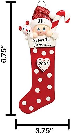 Baby's First Christmas Ornament 2023 -Polyresin Red Baby Christmas Stocking Ornaments - Personalised First Christmas Baby Ornament 2023 - New Baby Ornament,Baby Keepsake - Grandbaby First Ornament