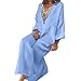 Produktbild Leinenkleider Damen Sommerkleid Strandkleid,Kleider-Knielang Rock,Elegant T-Shirtkleid Kurzarm Lose Feste gekräuselte Taschen O-Ansatz verschieben