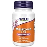 NOW Foods Supplements, Melatonin 3 mg, Free Radical Scavenger*, Healthy Sleep Cycle*, 180 Chewable Lozenges