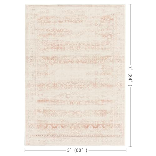 LAISE 5x7 Pink Area Rugs for Nursery Rug Ultra Soft Washable Rug for Baby Girl Decor Cute Low Pile Carpets for Dorm Kids Playroom Living Room Bedroom Dining Room Powder Room(Pink 5x7) - Image 3