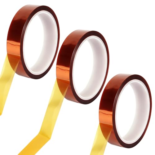 3 Rotoli Nastro Adesivo Resistente Alte Temperature 20 mm x 33 m Nastro Resistente al Calore Senza Residui Nastro Termico per Sublimazione Nastro Kapton per Circuiti Stampati Trasferimento Termico