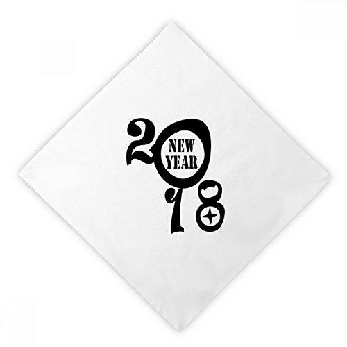 Servilletas reutilizables de tela blanca con texto de Año Nuevo, pack de 2 2