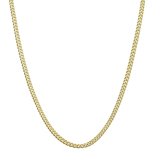 WomenGifts 3.5mm Thin Cuban Link Chain Necklace for Women, 14 Inch Dainty Gold Choker, Trendy Simple 14K Gold Plated Stainless Steel, Non Tarnish Everyday Layering Fashion Jewelry, Gift for Her