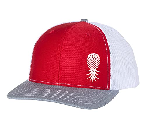 Image of Trenz Shirt Company Men's Upside Down Pineapple Embroidered Mesh Back Trucker Hat Baseball Cap