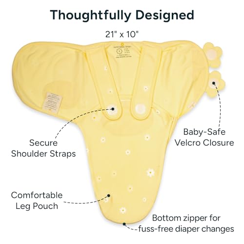 Image of NINTARABABY Swaddle Wrap for Newborns - Organic Cotton, 21 inch x 10 inch | Wake Me Not Swaddle with Baby-Safe Velcro, Ultra-Soft & Snug Sleep Sack, Breathable Swaddling Blanket, Gifts for 0-3 Months