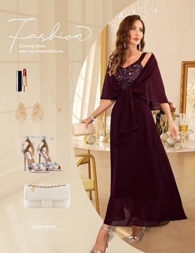 Image of BeryLove Summer Formal Wedding Guest Prom Dresses Sequin Cocktail Evening Lace Elegant Mother of The Bride Dress