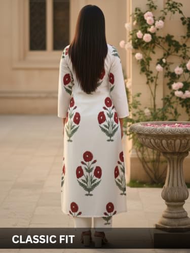 Image of Leriya Fashion Kurti Set for Women | Elegant Kurta Sets for Woman | Festive Co Ord Set for Women Stylish | Floral V-Neck Straight Pant Silhouette for Daily Travel Comfort Office Outfits