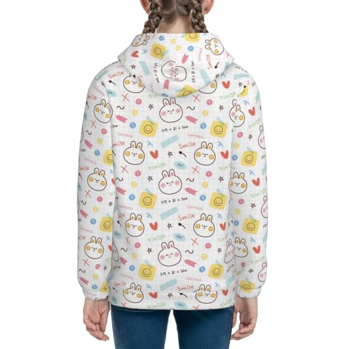 Notebook Paper with Rabbit Kids Pullover Hoodies Boys Sweatshirts Girls Athletic Clothes with Pocket4