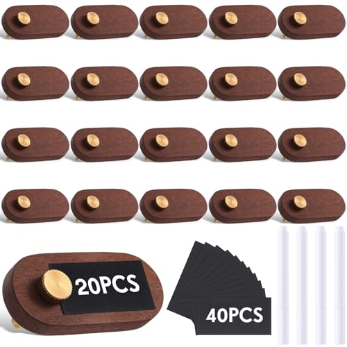 Qunclay Set of 20 Price Signs for Vendors Wooden Price Display Signs with Price Tag Paper and Pens Retail Display Price Tag Stands Food Name Tag Signs for Cafes, Shops, Boutiques