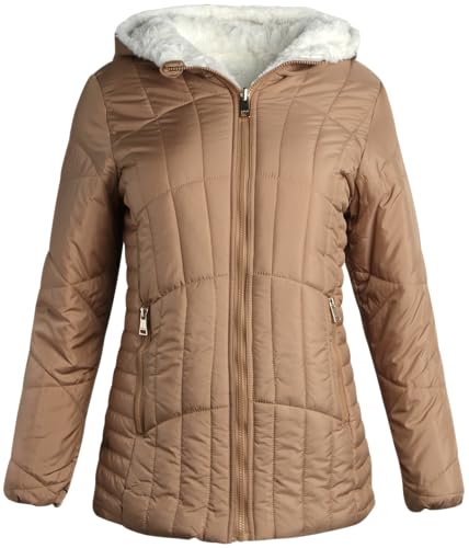 bebe Women's Puffer Jacket - Cozy Full Zip Up Hooded Reversible Puffer Jacket for Women - Casual Quilted Winter Jackets S-XL