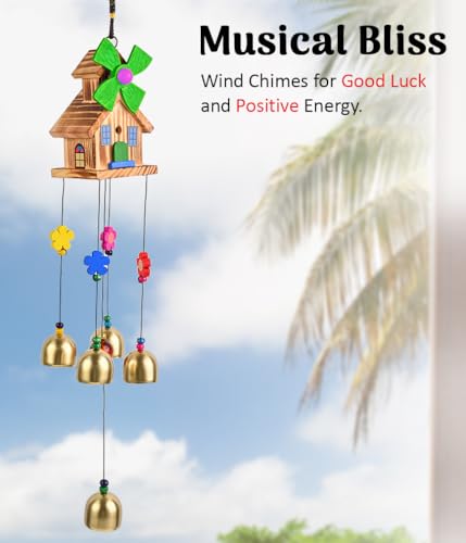 Image of ZAICUS Wind Chimes for Positive Energy - Feng Shui Hanging Decorative Items for Home and Balcony - Fengshui Wind Chimes for Home Balcony (House Wind Chime- 5-Bells)
