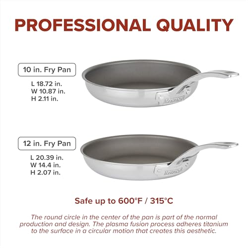 Image of Viking PureGlide Pro 3-Ply Nonstick Frying Pans, Made without PFAS, 2-Piece Induction Fry Pan Set, 9.5 and 11-Inch, Metal Utensil Safe Titanium Nonstick Surface, Oven Safe to 600F
