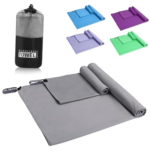 Serviette de plage microfibre compacte bleue pour voyage et sport