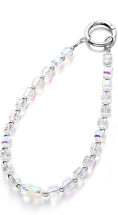 Crystal Cube Beaded Wristlet Phone Strap – 10.5” Multicolor Detachable Hand Strap Lanyard, Fashion Sparkling Bead Phone Charm Chain for Wallets, Keychains, Purses & Accessories-image-44