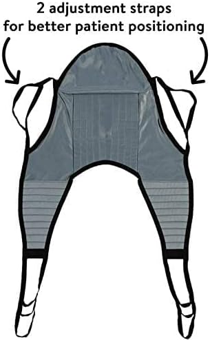 Patient Aid Padded U-Sling with Head Support, Universal Patient Lift Sling, Size Large, 225-375 lbs Capacity