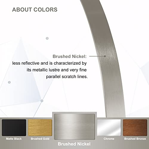 Image of ANDY STAR Nickel Round Mirror, 26 inch Brushed Nickel Round Mirror, Sliver Circle Bathroom Mirrors in Stainless Steel Metal Frame 1 inch Deep
