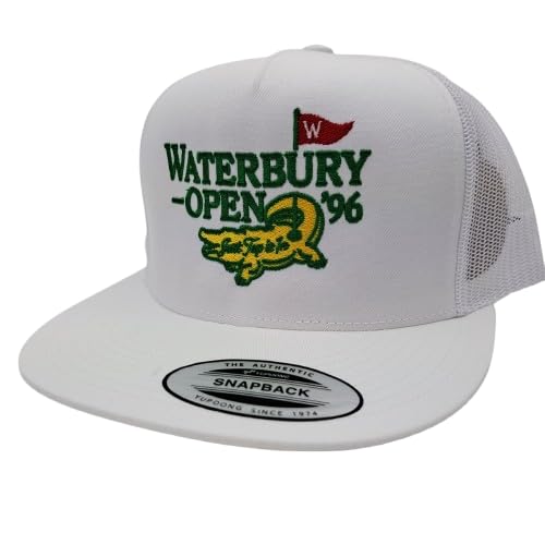 Waterbury Open 96 Golf Gilmore Movie Chubbs Just Tap It in Trucker Mesh Snapback Flat Bill Hat Cap Embroidered White