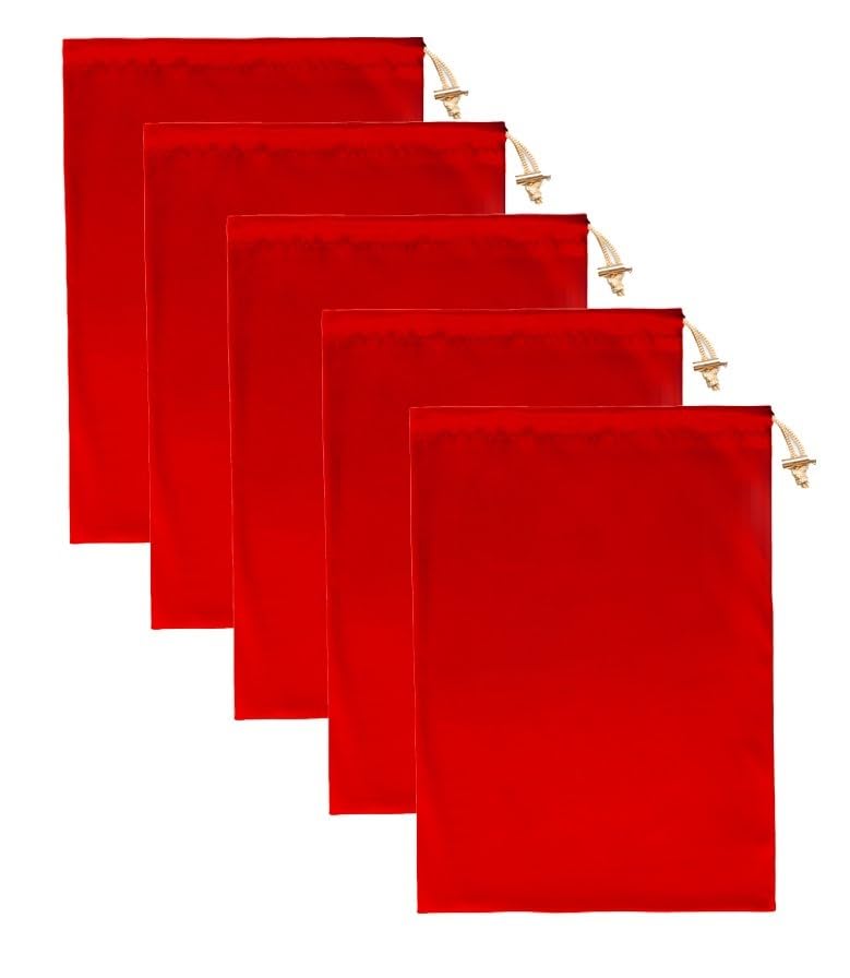 Valante Set of Microfiber Drawstring Storage Bags for Intimate Products (Large Red Set)