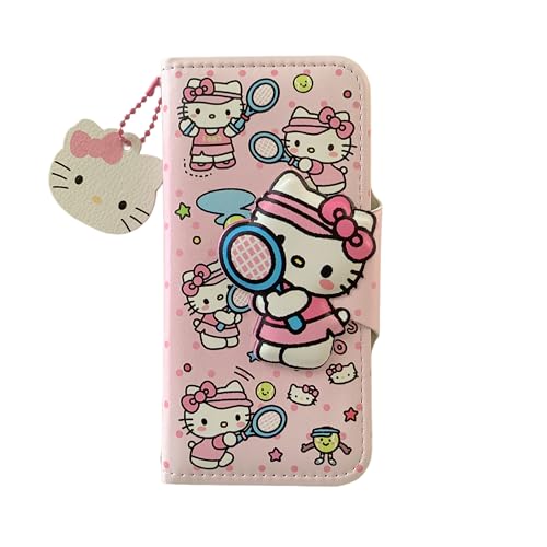 yoinohin キティちゃん スマホケース 手帳型 ストラップ付き カード収納 キティチャン iphone ケース かわいい スタンド機能 あいふぉん用カバー おしゃれ 落下防止(B-アイフォン16用)