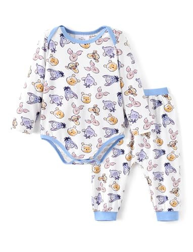 Image of Disney Winnie the Pooh Yoda Minnie Mouse Creeper Bodysuits Baby Girl/Boy Organic Cotton Long Sleeve Fall Outfits 0-18 Months