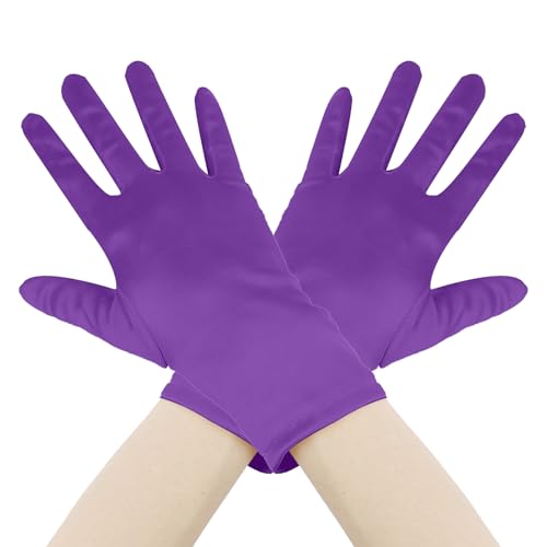 Guanti Corti Raso Viola