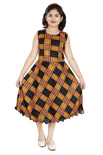 Image of DIGIMART Girls' Knee Length Yellow Checks Frock,Black Jacket Dress