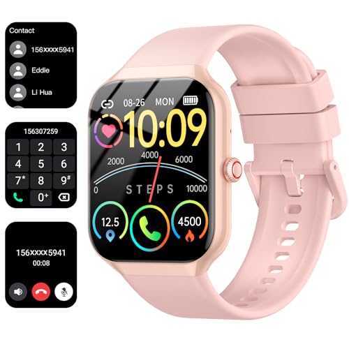 Reloj Inteligente Hombre Mujer, 1,96' Smartwatch Llamadas Bluetooth, Podómetro/Pulsómetro/Monitor de Sueño/SpO2, Impermeable IP68, Reloj Deportivo 100+ Modos Deportivos, Smart Watch Android iOS Rosado