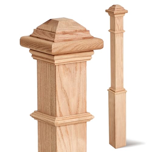 CroBlissful 5 x 56 Inch Stair Newel Post Unfinished Red Oak