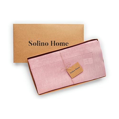 Solino Home Linen Tablecloth 60 x 156 Inch - 100% Pure Linen Bubblegum Pink Table Cloth for Rectangle Tables - Athena, Machine Washable Tablecloth for Spring, Summer by Solino Home - Image 4
