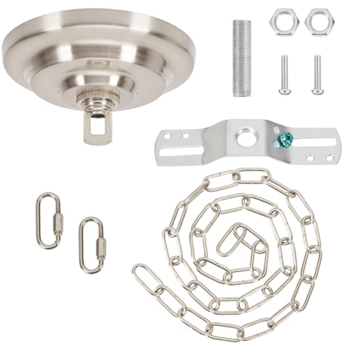 SHENGQINGTOP Heavy Duty Light Fixture Canopy Kit 5.3 Inches Diameter & 5.9 Feet Chain Ceiling Mounting Hardware for Pendant Light, Chandelier or Swag Light Fixtures, Brushed Nickel by SHENGQINGTOP - Used condition - US$13.99