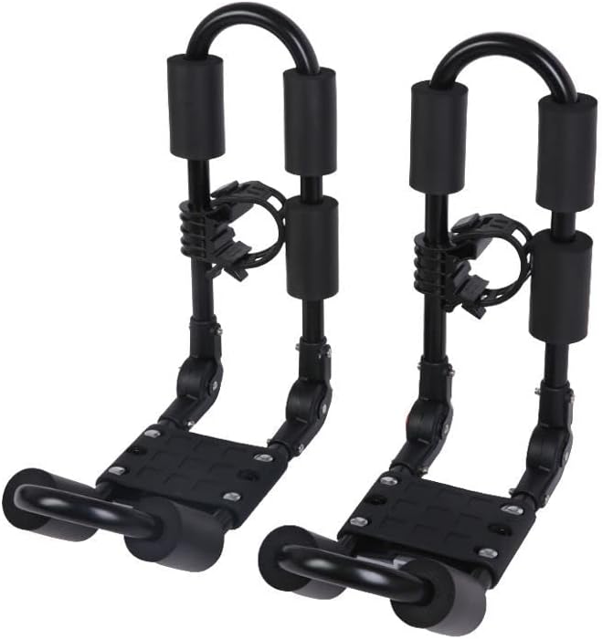 Kayak Roof Rack J-Style Foldable Premium Aluminum Car Roof Carrier with Paddle Holders for Kayaks, Canoes, SUPs Rooftop Mount on Car, SUV, Trunk, Vehicles(Black).