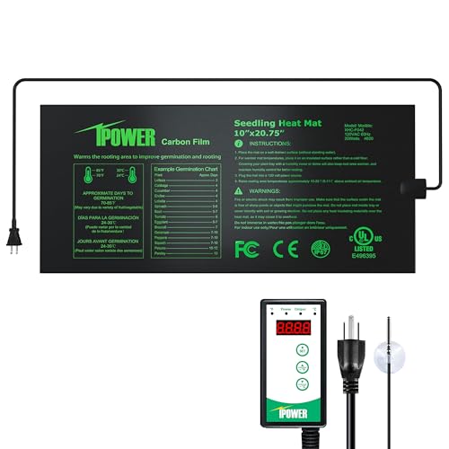 iPower 10"x20.75" Seedling Heat Mat and Digital Thermostat Combo Set, Warm Hydroponic Heating Pad for Germination, Indoor Gardening, Greenhouse