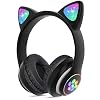 Kids Headphones, TCJJ Cat Ear Wireless Headphones, LED Light Up Kids Bluetooth Headphones Over On Ear w/Microphone for…
