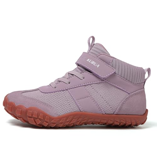 Image of KUBUA Kids High Top Barefoot Shoes Boys Girls Minimalist Zero Drop Sneakers | Wide Toe Box, Padded Collar for Ankle Support, Non-Slip, Hiking, Tennis, Walking, School, Wrestling, Gym, Little Kid, Big Kid