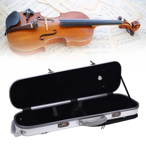 Étui pour violon anti-choc carbone blanc avec serrure à code et hygromètre