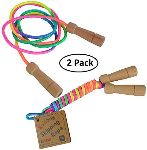 Daju Kids Jump Rope - Set of 2 - Adjustable Jump Rope & Skipping Rope Toy - Rainbow Colored, 7ft Long